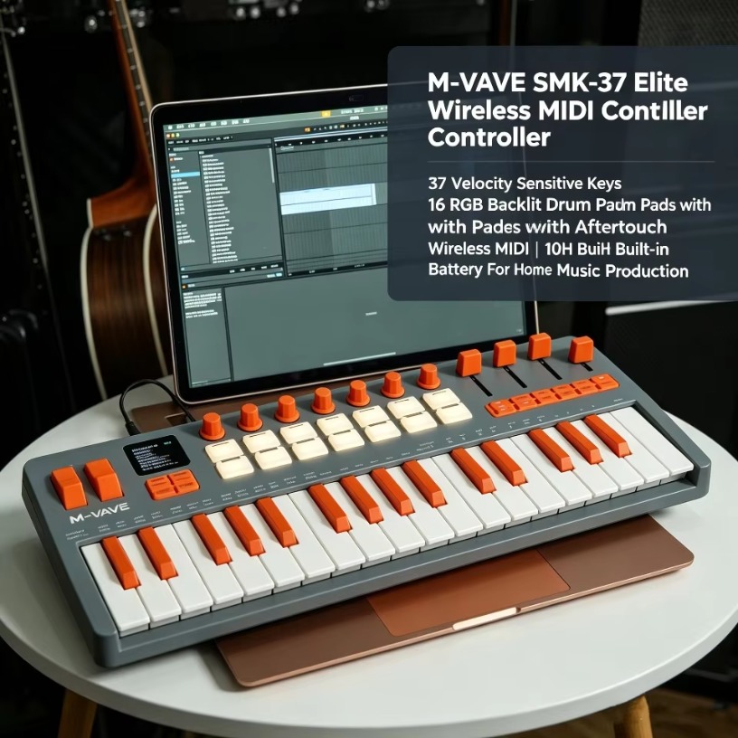 لوحة مفاتيح MIDI لاسلكية M-VAV - مراجعة Midi Controller Pad وسعره