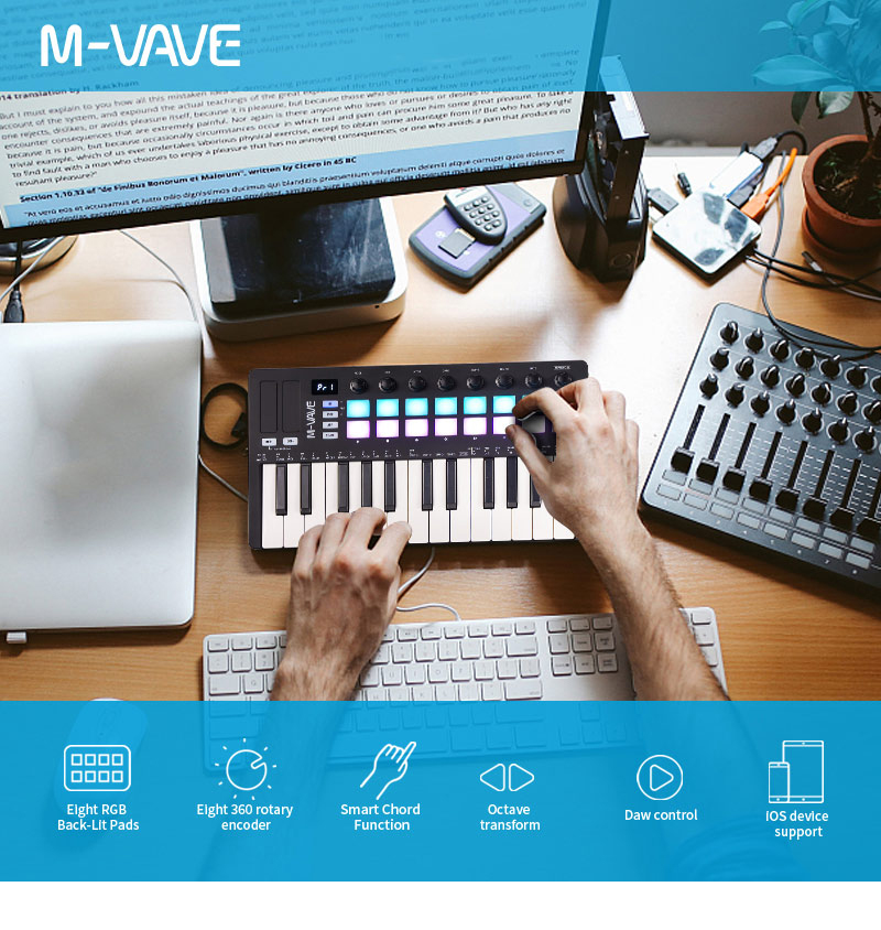 M-VAVE SMK-25 سلسلة MIDI الوسا - مراجعة Midi Controller Pad وسعره